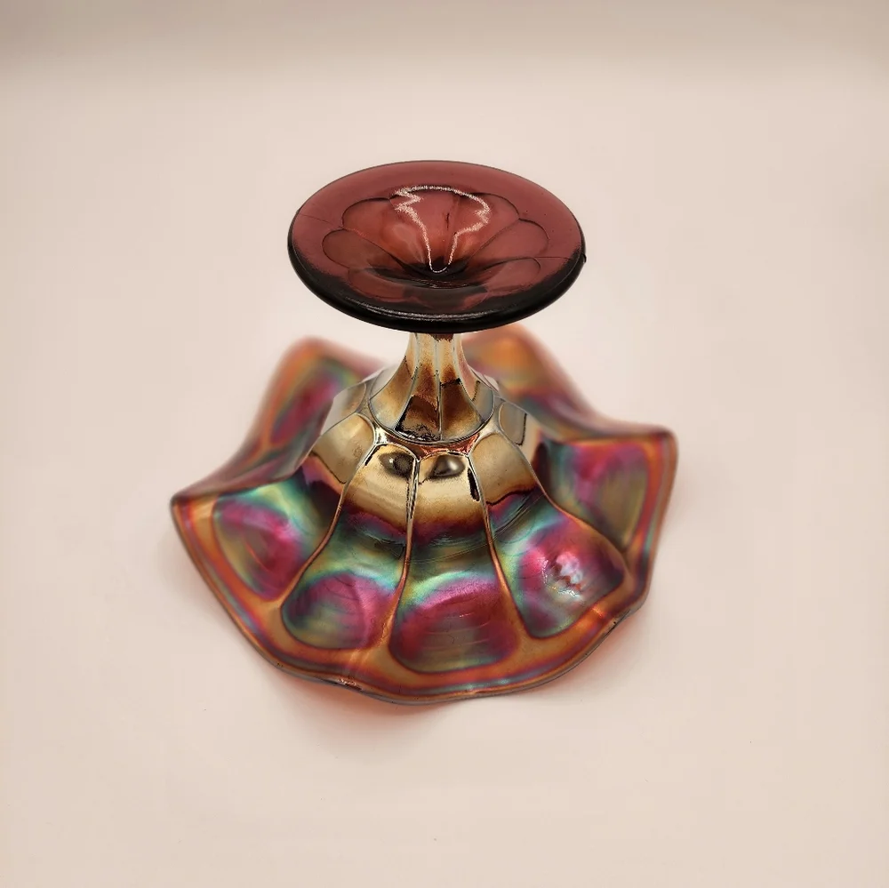 Marigold Carnival Iridescent Art Glass Candy Dish